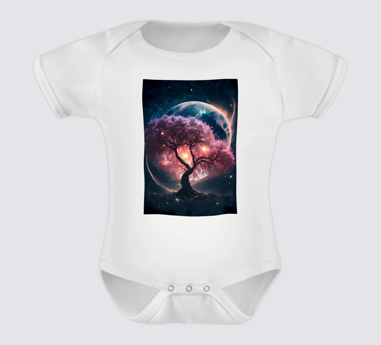 Cosmic Sakura Tree body neonato maniche corte da Ginnery