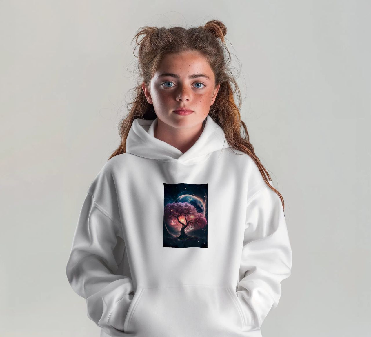 Cosmic Sakura Tree felpa bambino con cappuccio da Ginnery