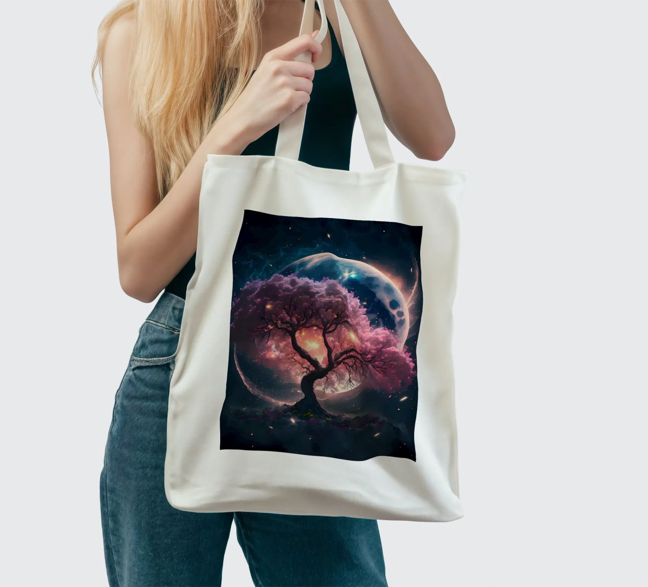 Cosmic Sakura Tree borsa in juta da Ginnery
