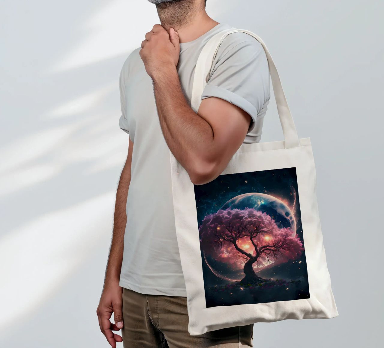 Cosmic Sakura Tree borsa in juta da Ginnery