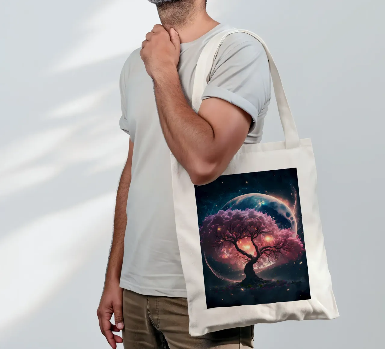 Cosmic Sakura Tree borsa in juta da Ginnery