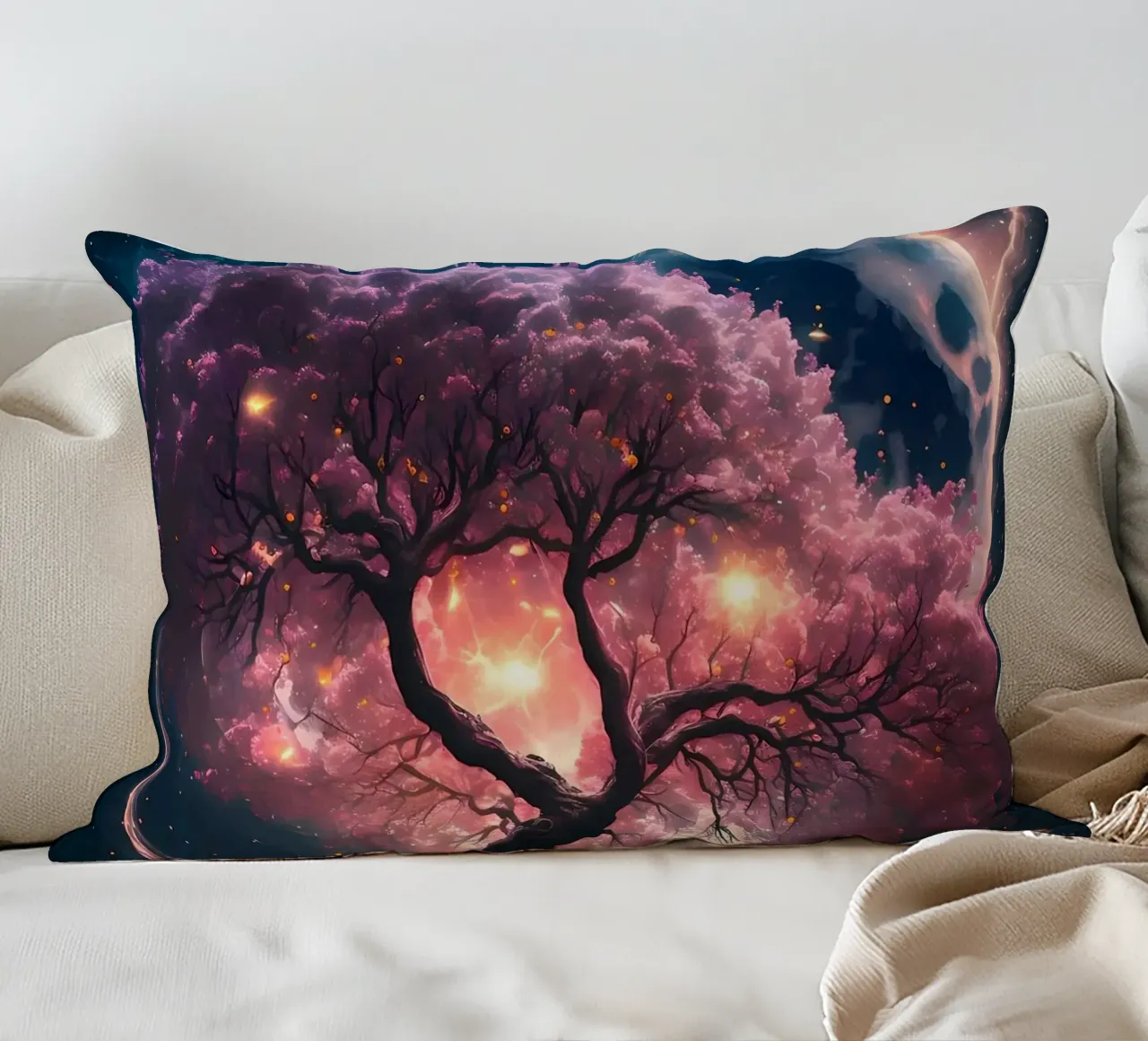 Cosmic Sakura Tree cuscino da Ginnery