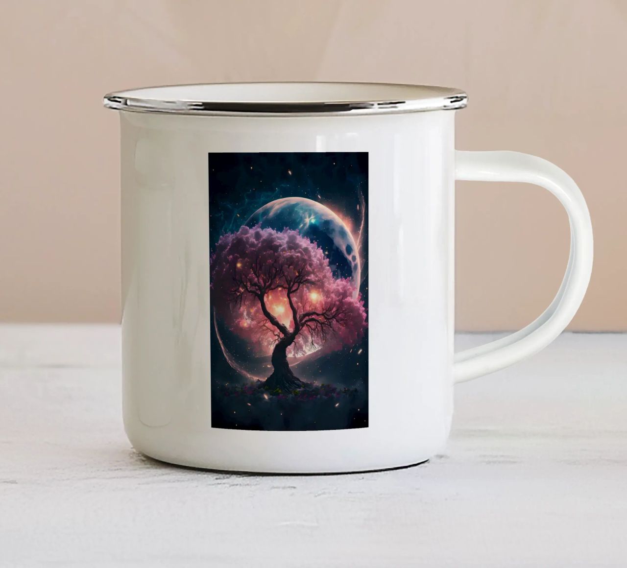 Cosmic Sakura Tree tazza in smalto da Ginnery