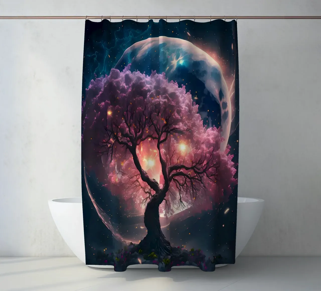 Cosmic Sakura Tree tenda da doccia da Ginnery