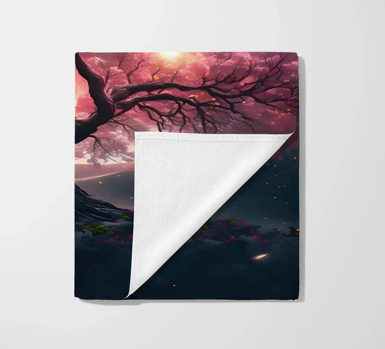 Cosmic Sakura Tree beach towel by Ginnery