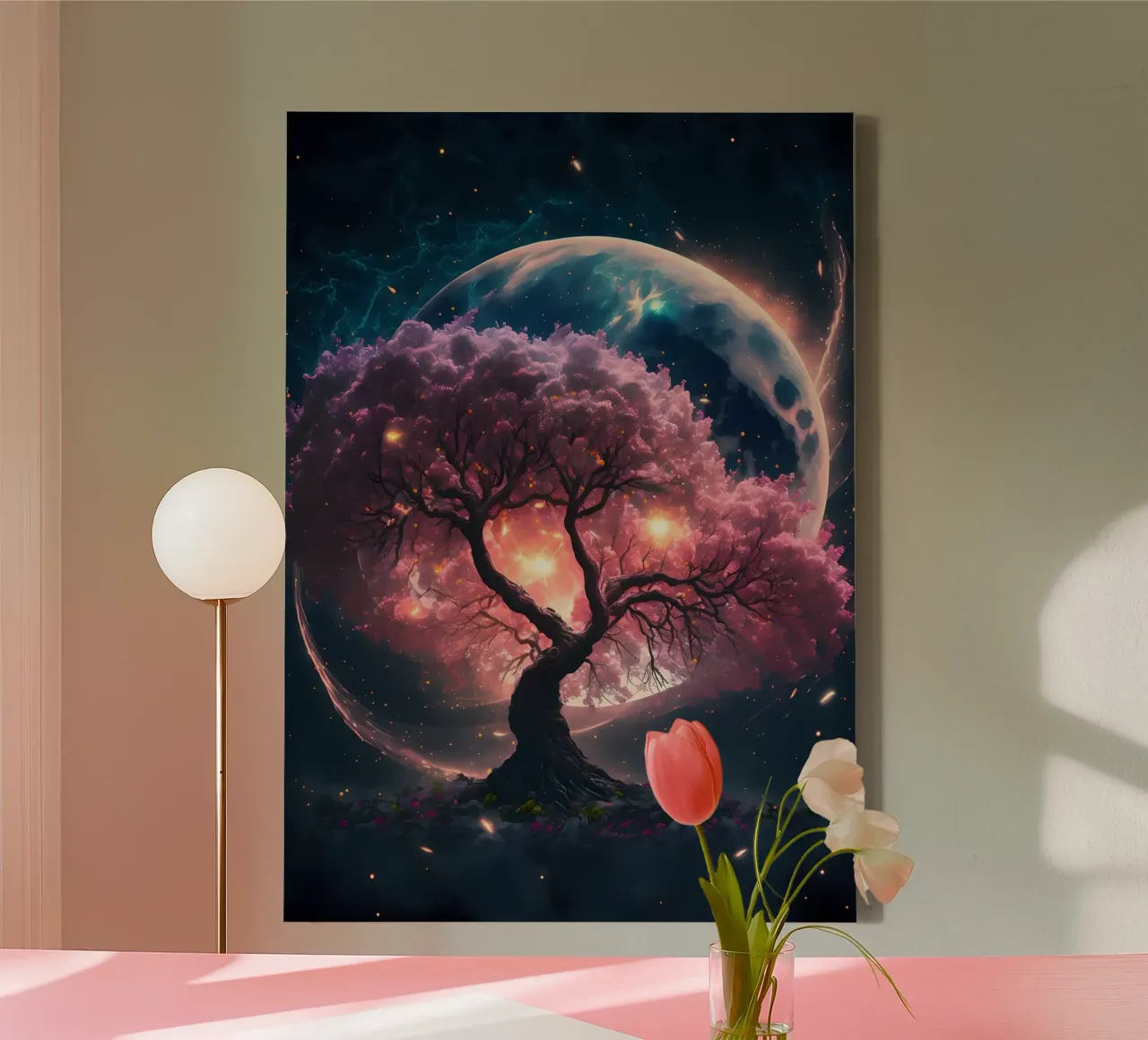 Cosmic Sakura Tree canvas by Ginnery