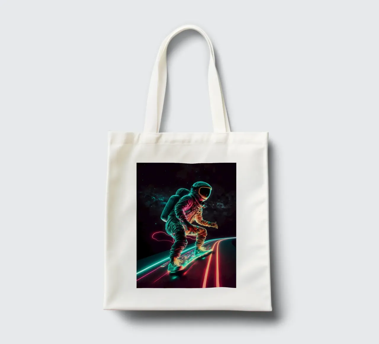 Neon Astronaut in Space tote bag by Mikesell