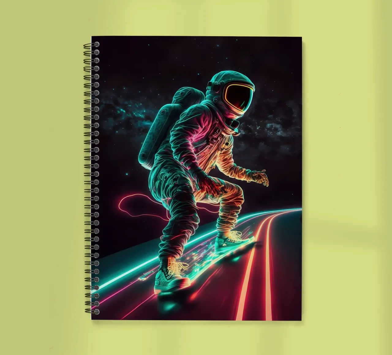 Neon Astronaut in Space spiral notebook by Mikesell