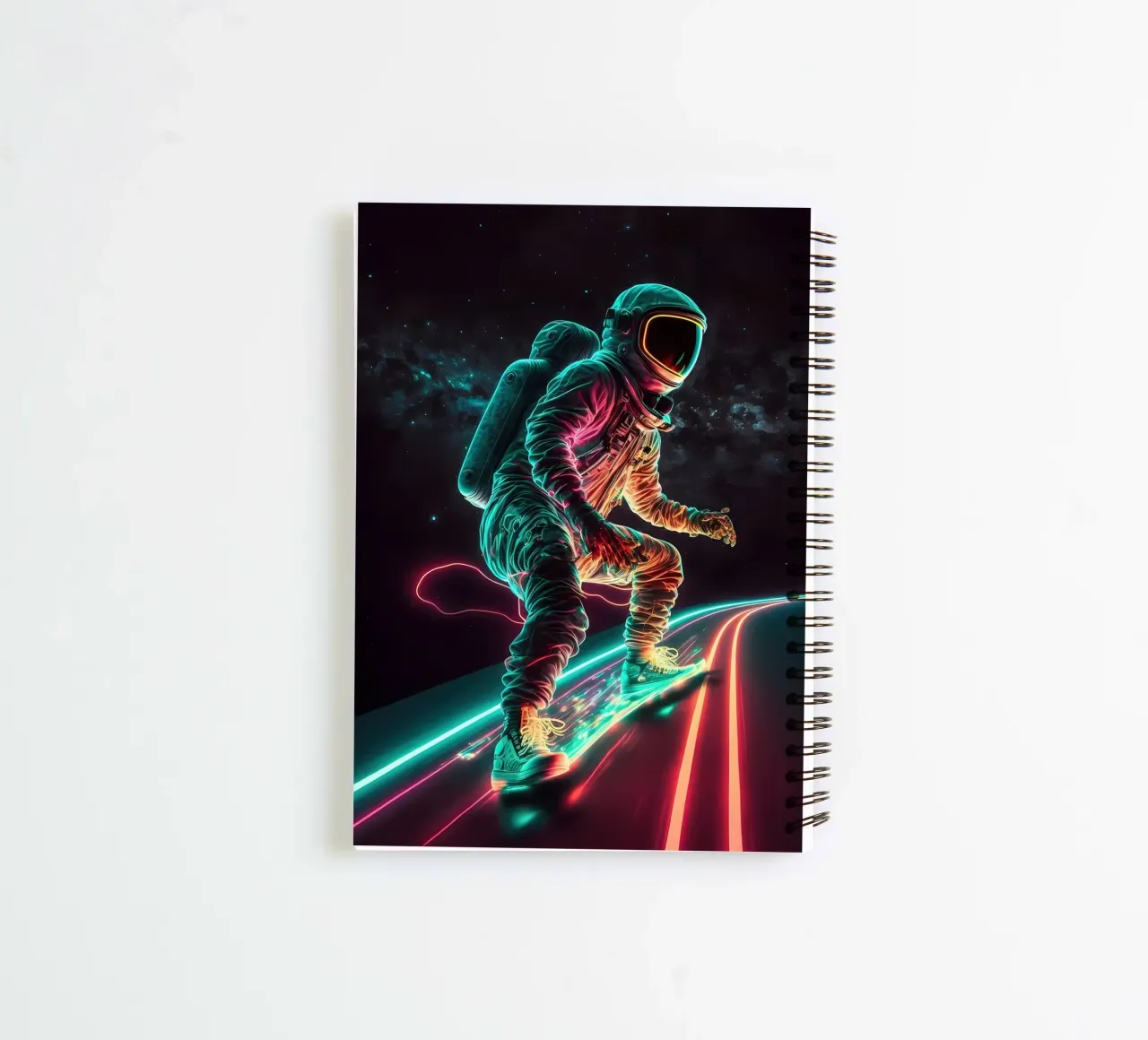 Neon Astronaut in Space spiral notebook by Mikesell
