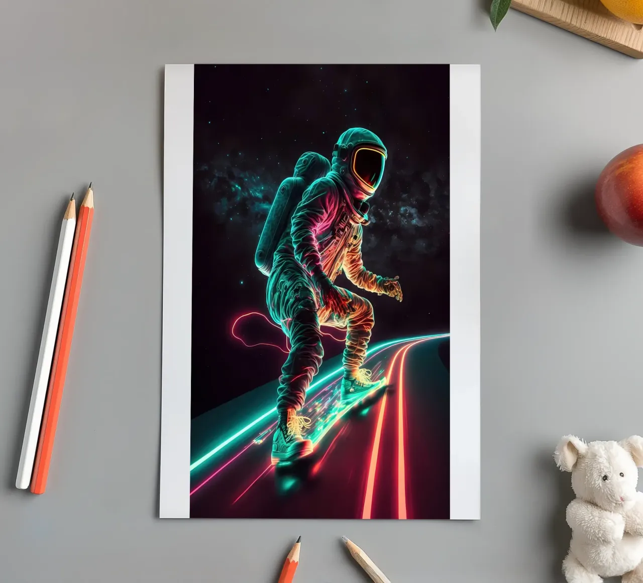 Neon Astronaut in Space Stickerbogen von Mikesell