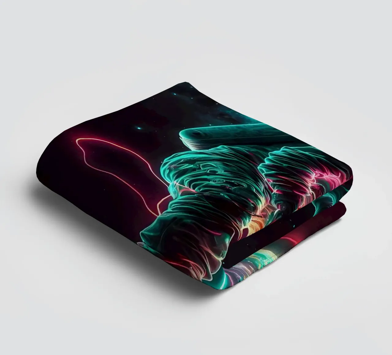 Neon Astronaut in Space towel by Mikesell