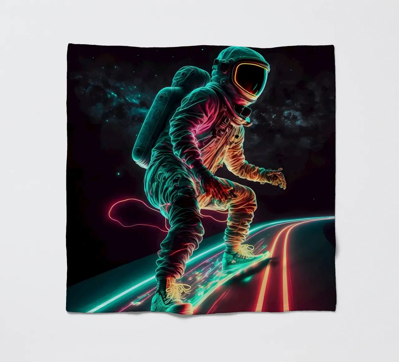 Neon Astronaut in Space Fleecedecke von Mikesell