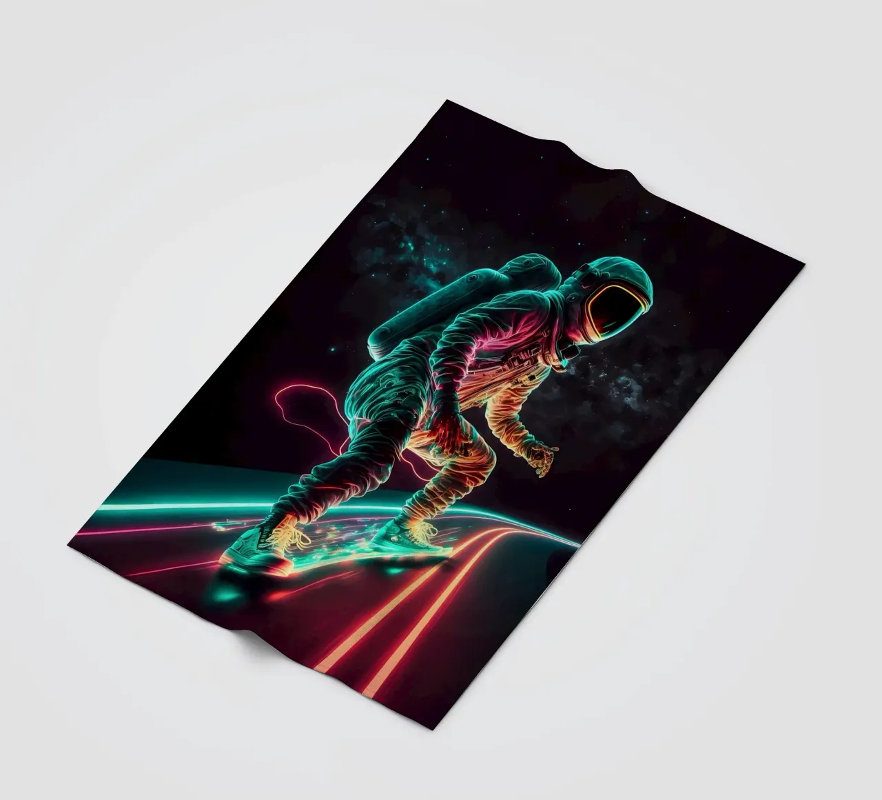 Neon Astronaut in Space Fleecedecke von Mikesell