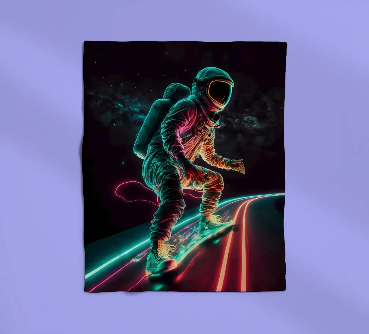Neon Astronaut in Space Fleecedecke von Mikesell