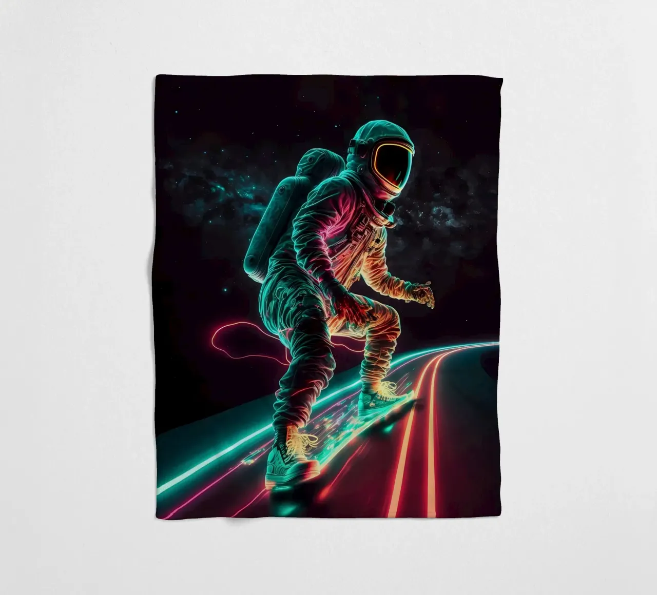 Neon Astronaut in Space Fleecedecke von Mikesell