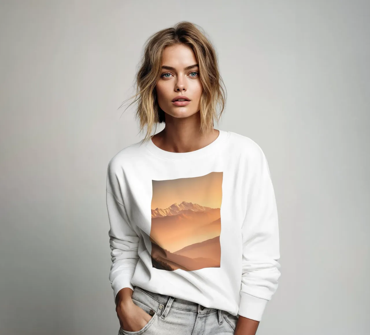Majestuosas montañas envueltas en bruma durante la hora dorada sudadera de DesignDoodle