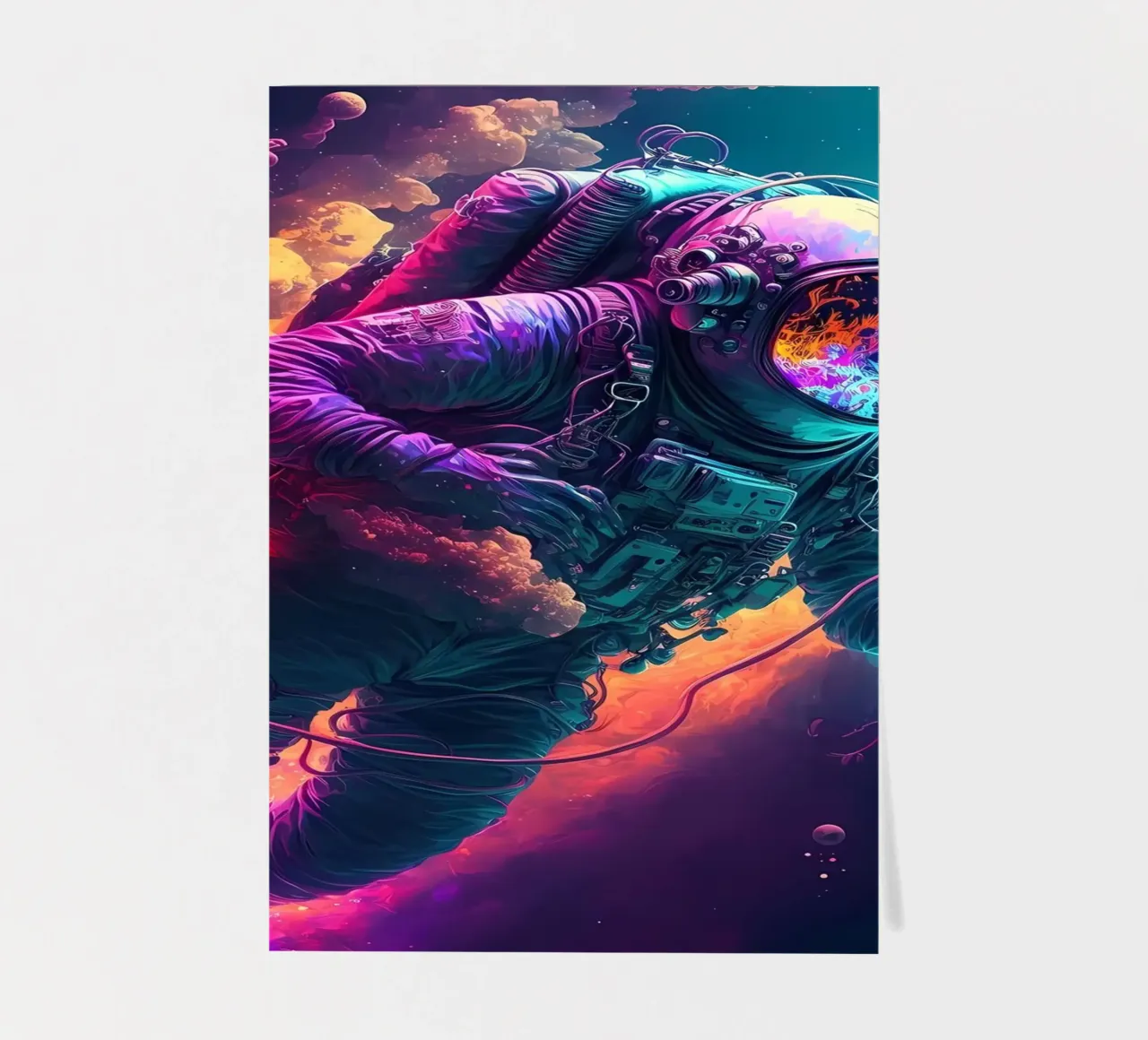 Neon Astronaut in Space sticker sheet by Mikesell