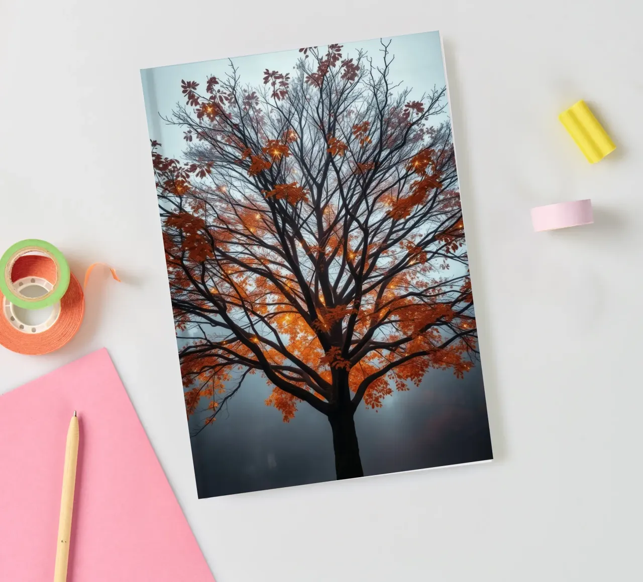 Arbre majestueux avec des feuilles d'automne carnet de notes de DesignDoodle
