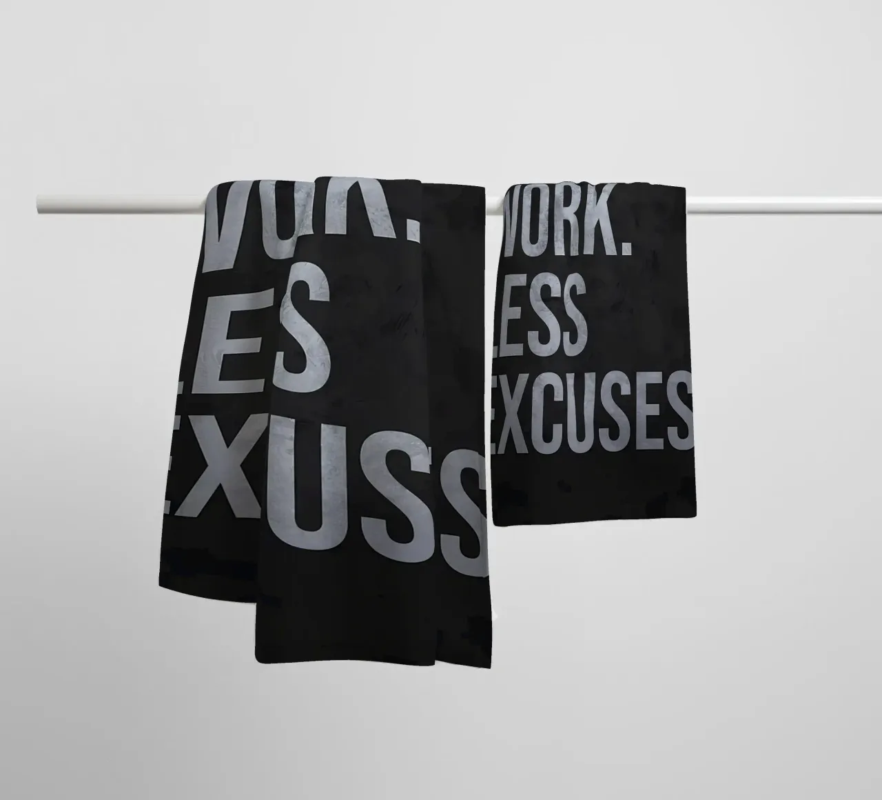 More Work Less Excuses towel by Delaplane
