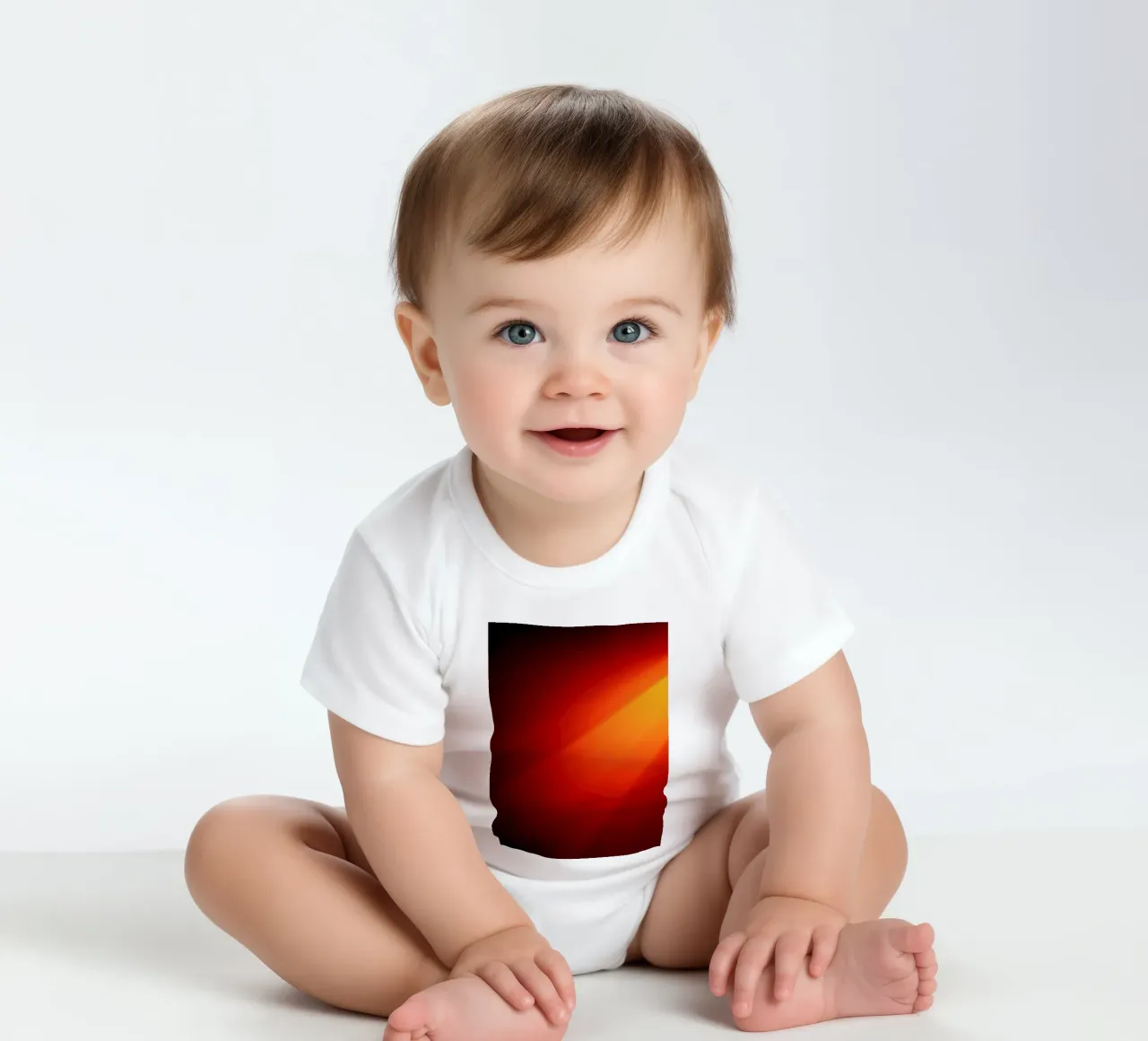 Lebendiges abstraktes Design in kräftigem Rot und Orange Kurzarm Babybody von DesignDoodle