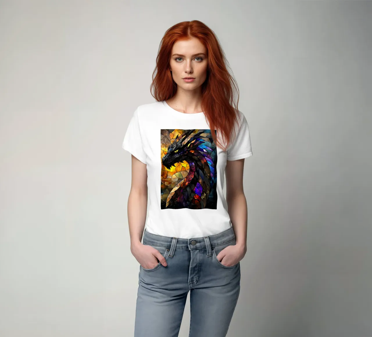 Drago in vetro colorato t-shirt da Ginnery