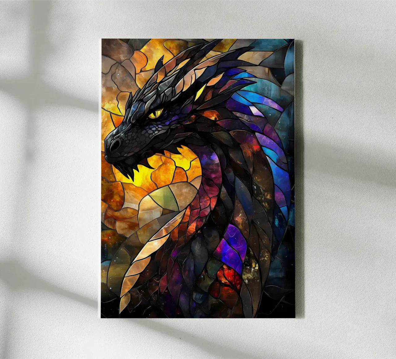 Drago in vetro colorato tela da Ginnery