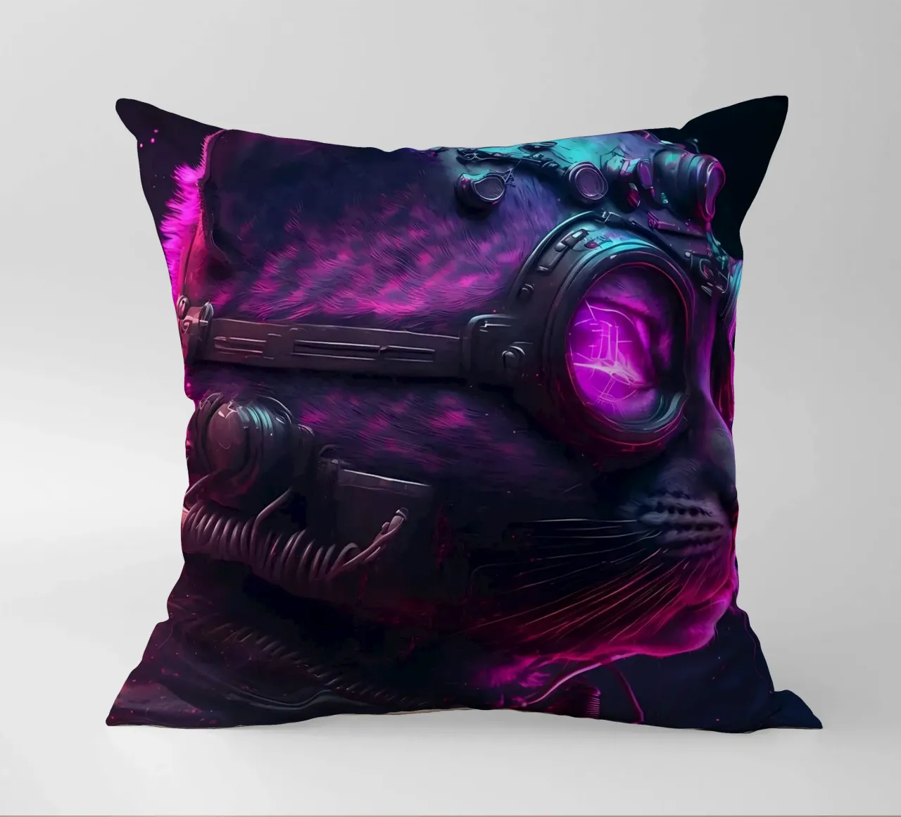 Gatto umano cyberpunk cuscino da Mikesell