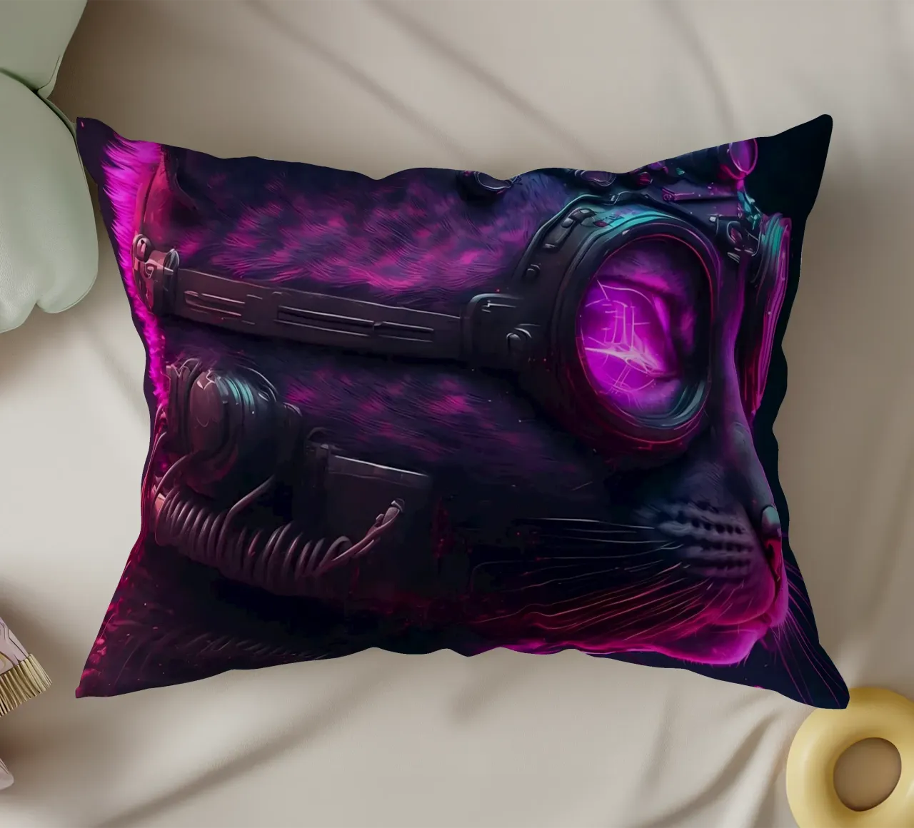 Gatto umano cyberpunk cuscino da Mikesell