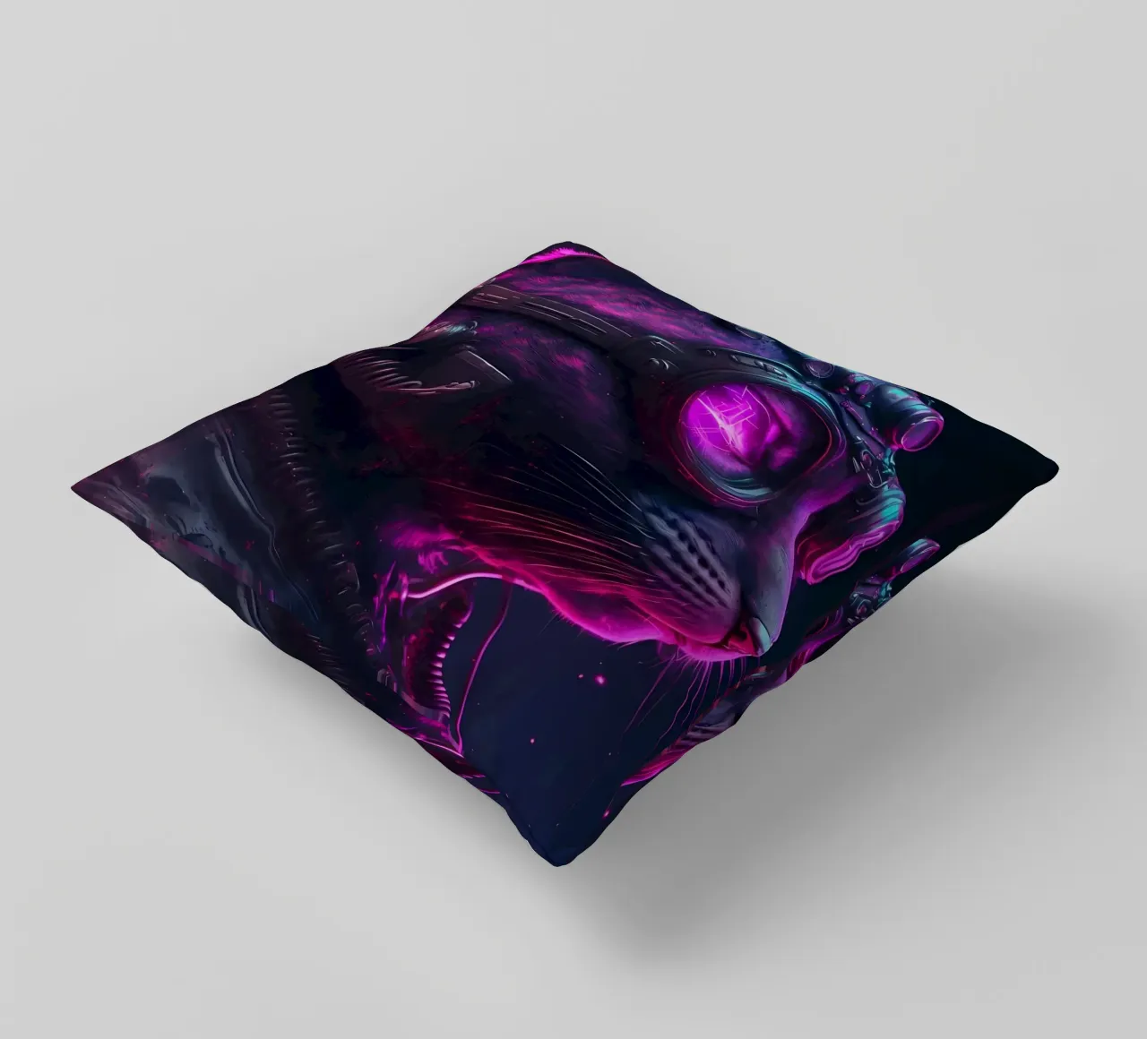 Gatto umano cyberpunk cuscino da Mikesell