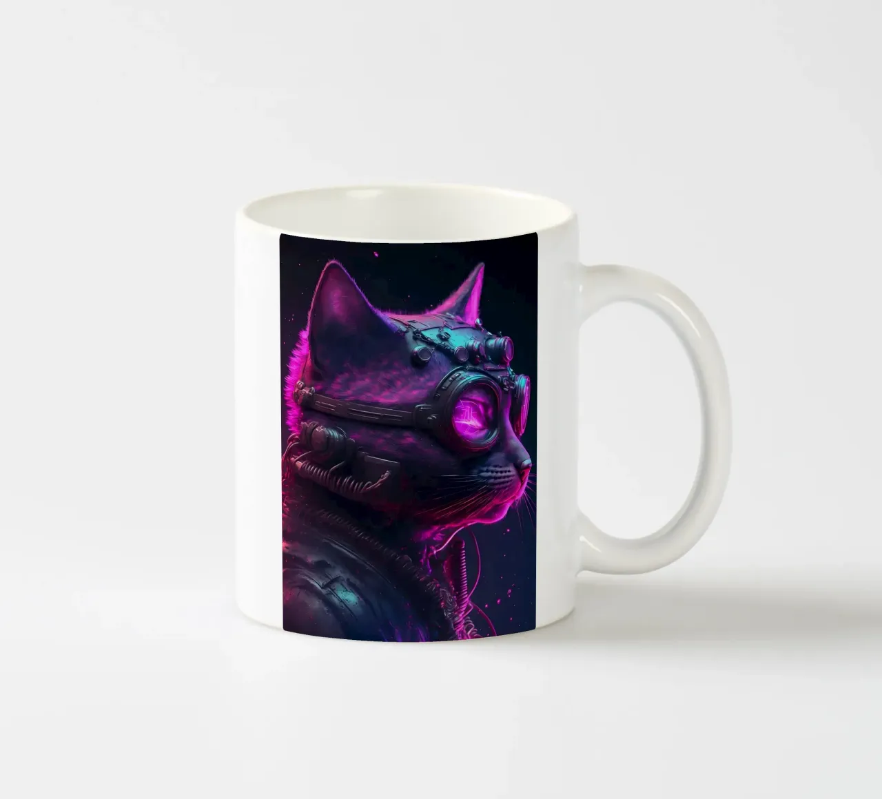 Gatto umano cyberpunk tazza in ceramica da Mikesell