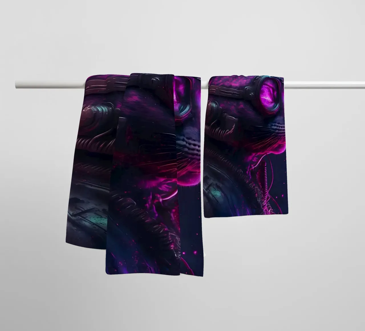 Gatto umano cyberpunk asciugamano da bagno da Mikesell
