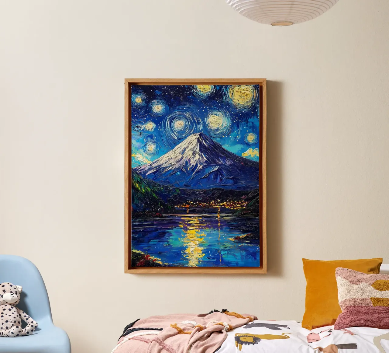 Notte stellata sul monte Fuji tela con Cornice a cassetta da Ginnery