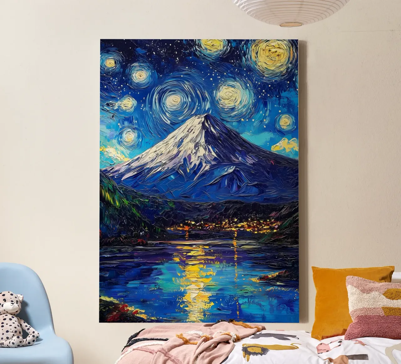Notte stellata sul monte Fuji tela con Cornice a cassetta da Ginnery