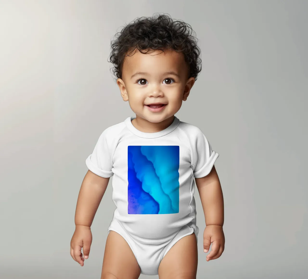 Levendig blauw abstract ontwerp met gladde wervelingen babyrompertje korte mouwen van DesignDoodle