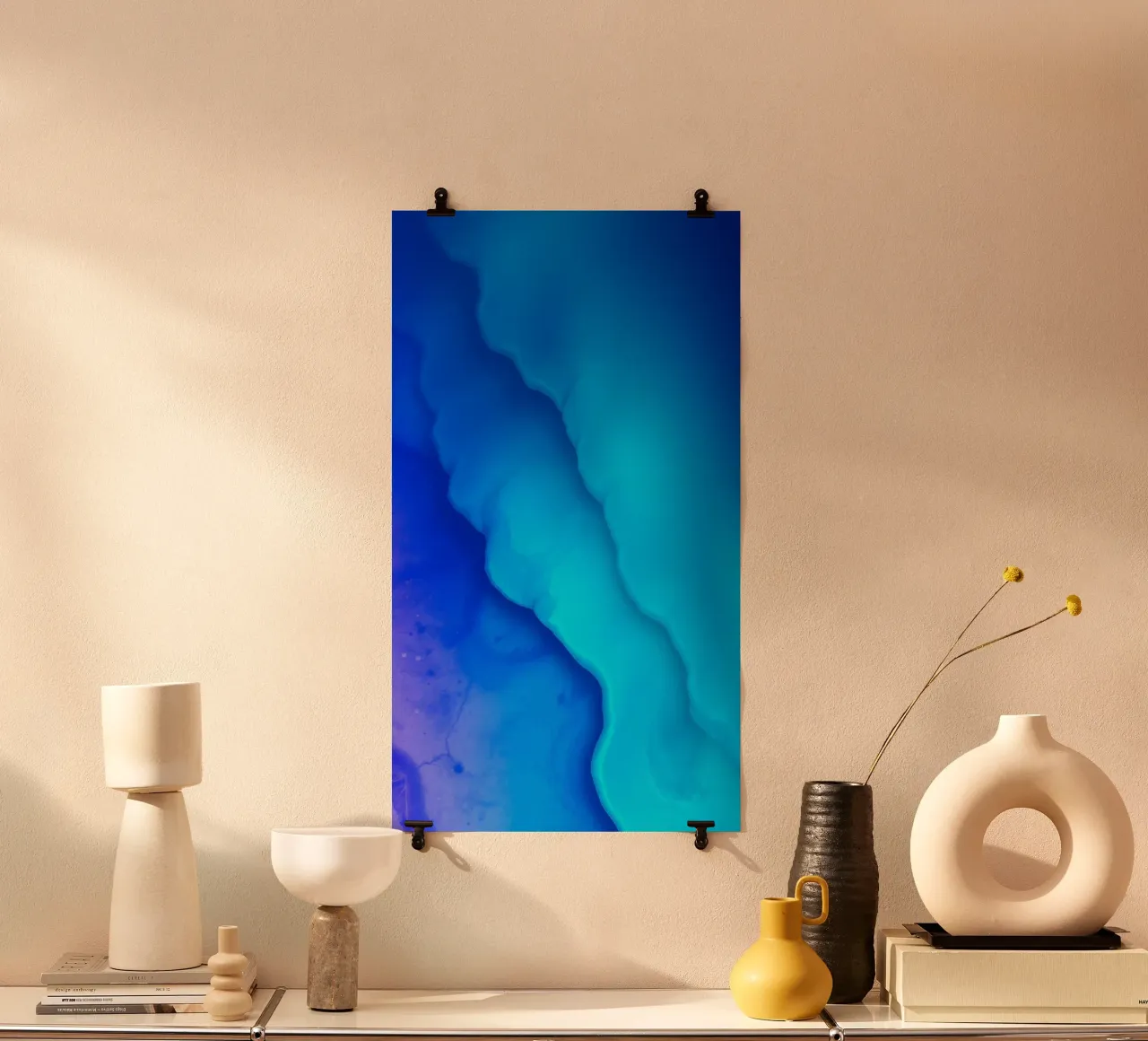 Levendig blauw abstract ontwerp met gladde wervelingen hahnemühle van DesignDoodle