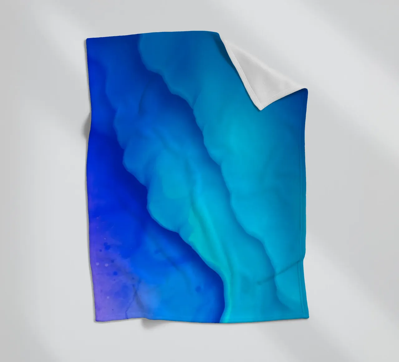 Vibrant blue abstract design for featuring smooth swirls fleece blanket by DesignDoodle