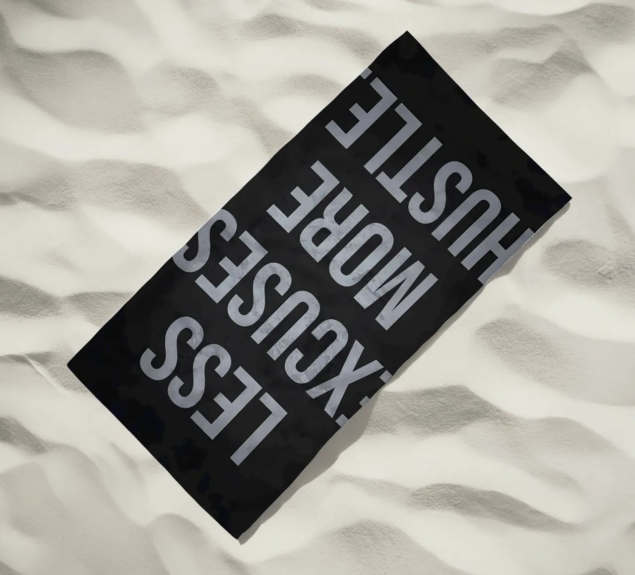 Less Excuses More Hustle beach towel by Bassy