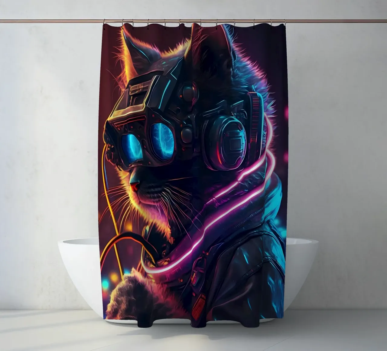 Gatto umano cyberpunk tenda da doccia da Mikesell