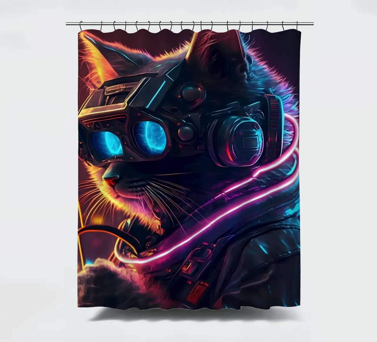 Gatto umano cyberpunk tenda da doccia da Mikesell