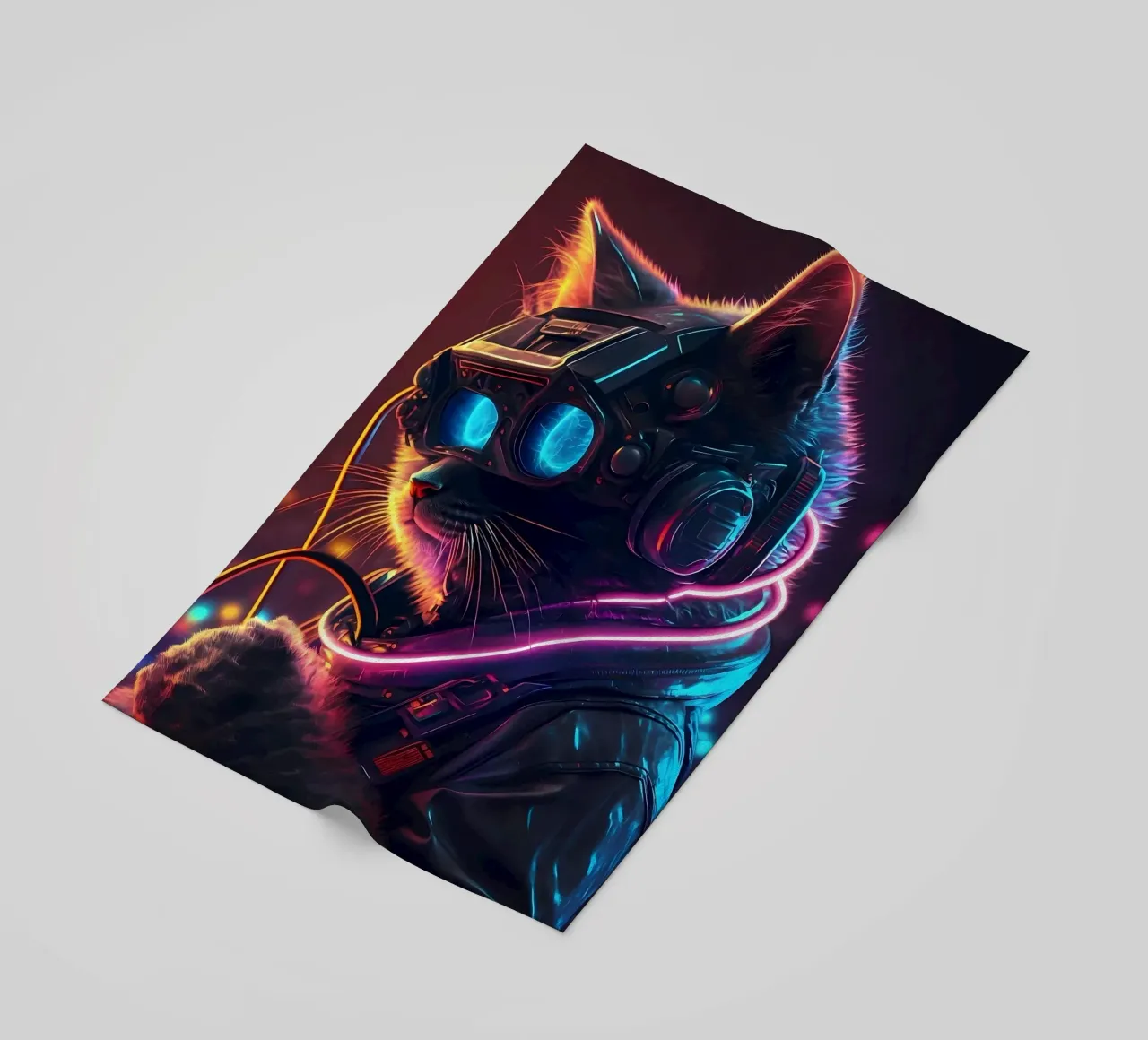 Gatto umano cyberpunk telo mare da Mikesell