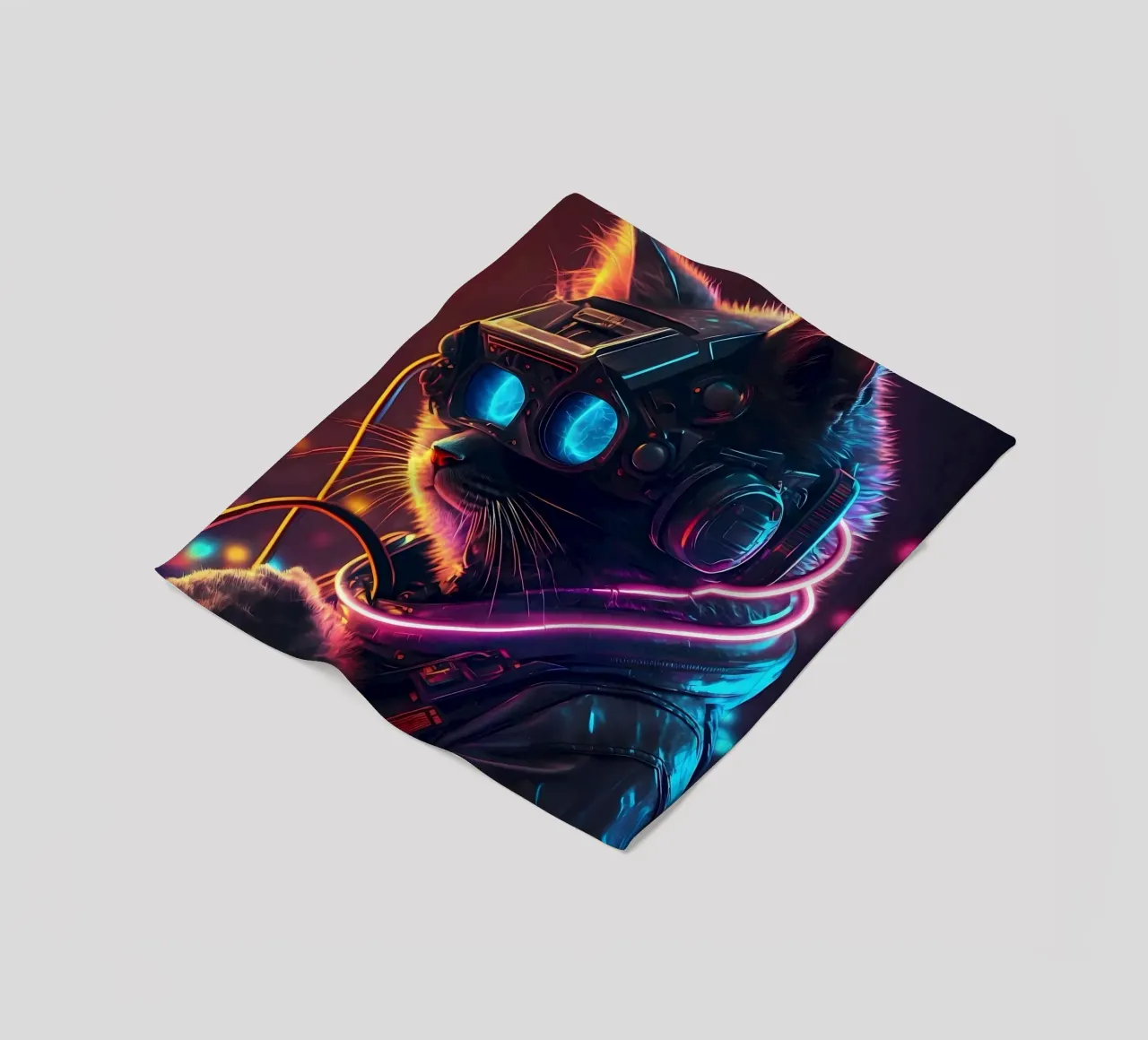 Gatto umano cyberpunk coperta in pile da Mikesell