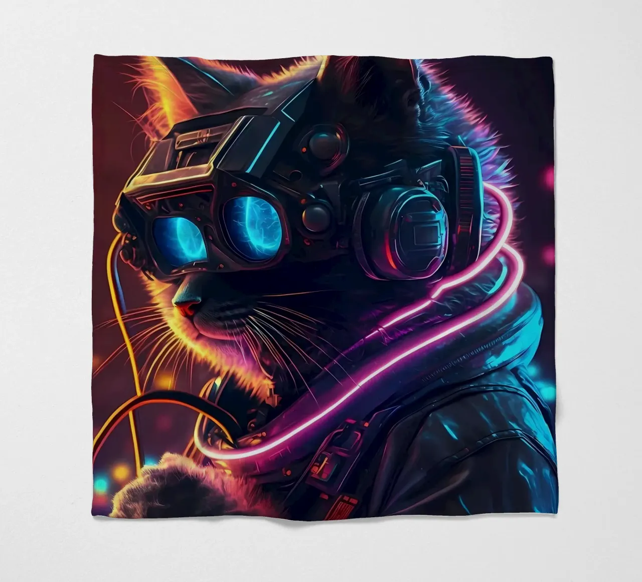 Gatto umano cyberpunk coperta in pile da Mikesell