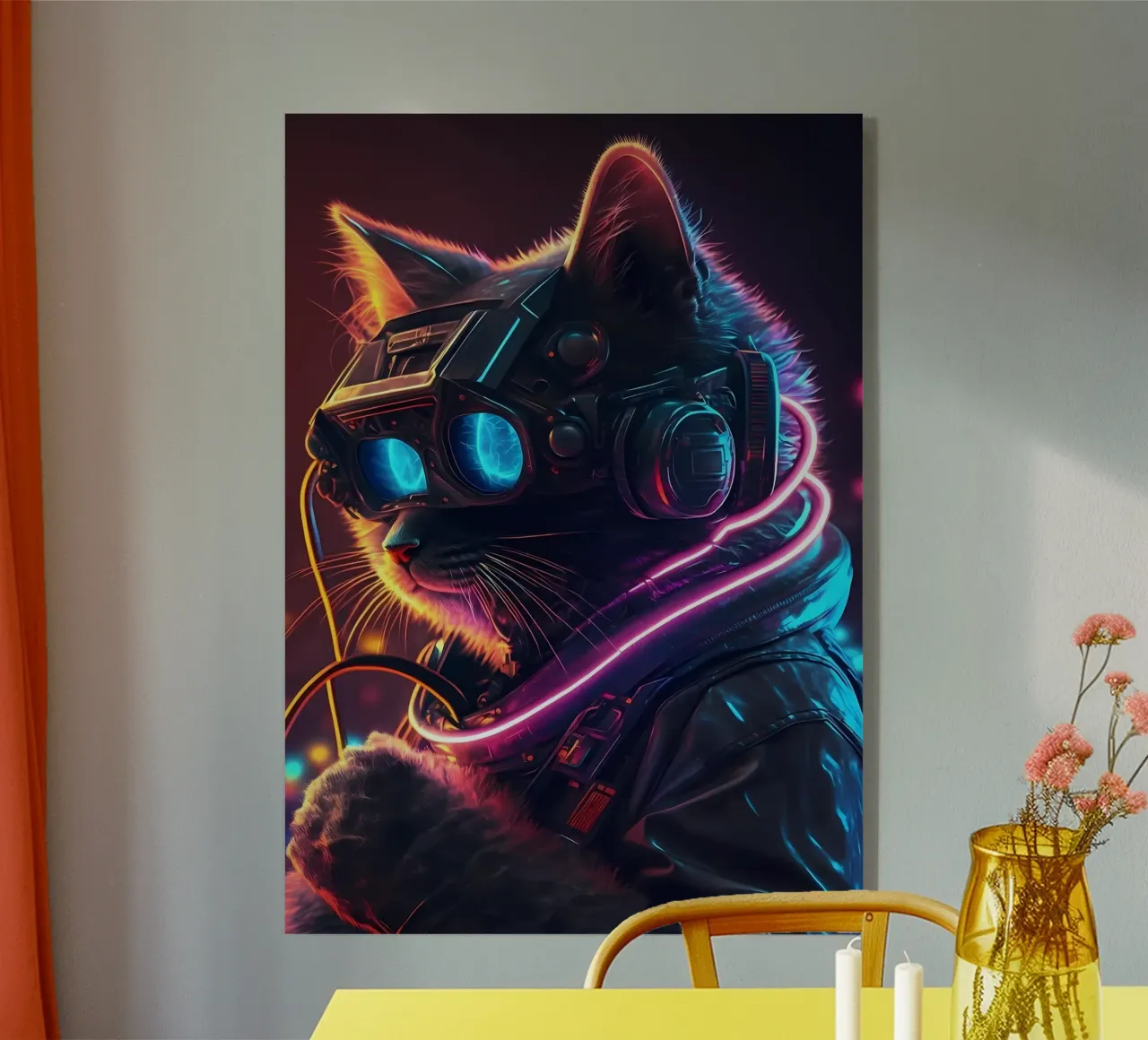 Gatto umano cyberpunk plexiglass da Mikesell