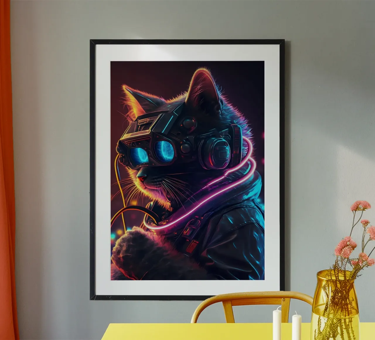 Gatto umano cyberpunk carta hahnemühle da Mikesell