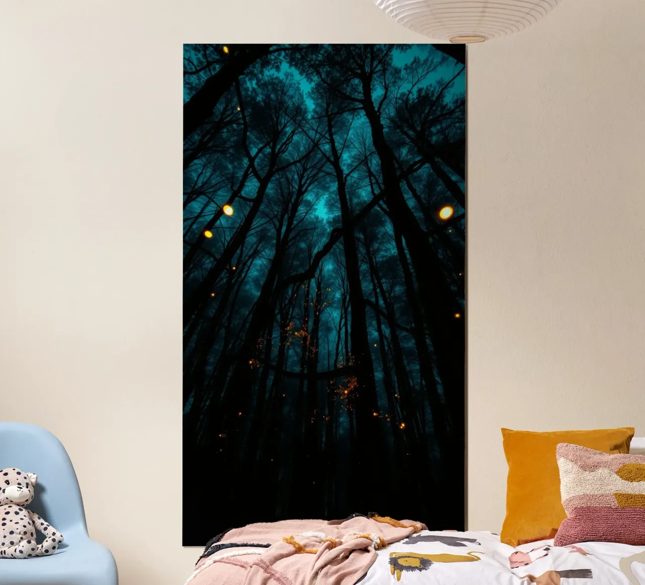 Explora un bosque azul de ensueño con luces resplandecientes hahnemühle de DesignDoodle