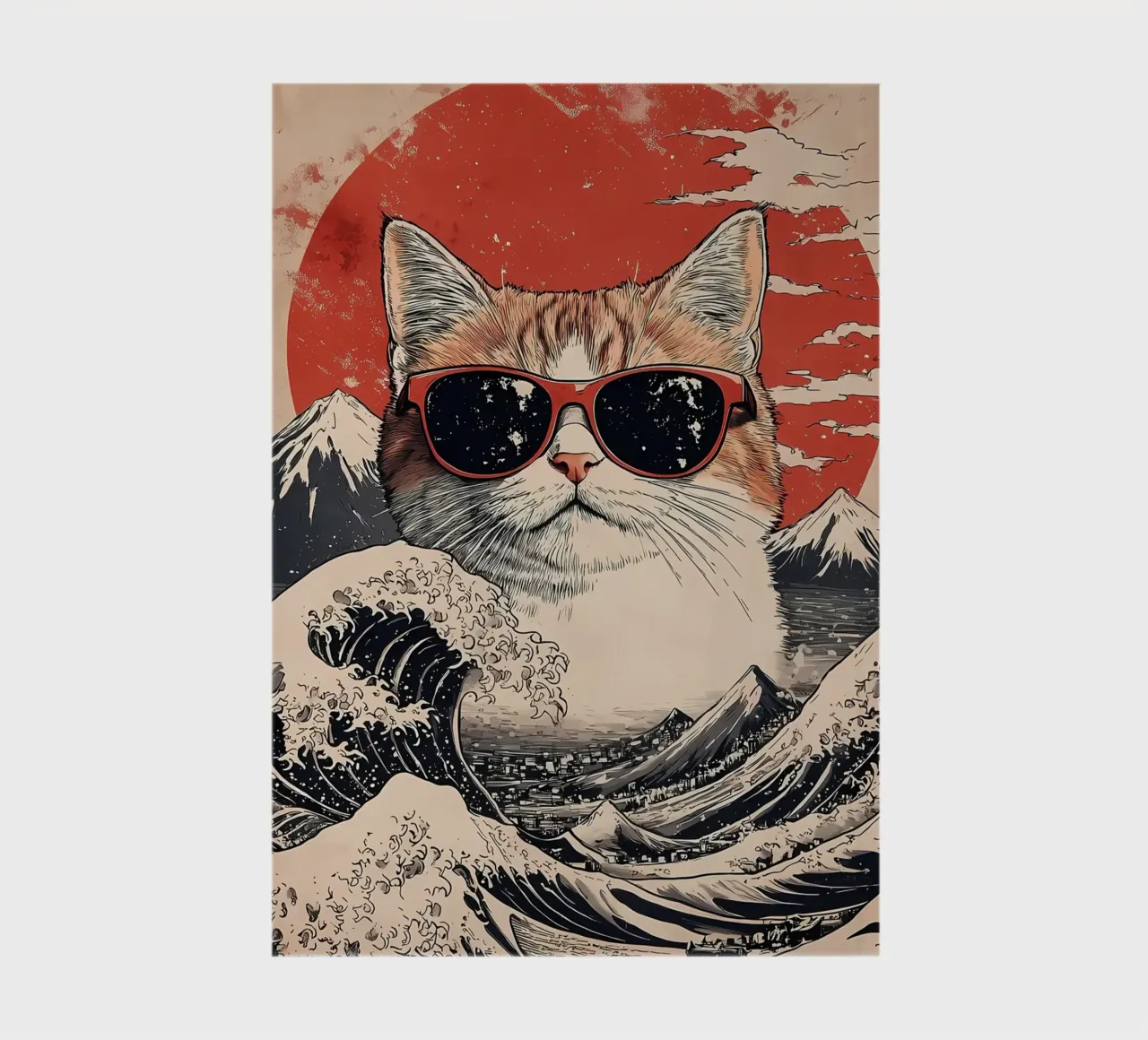 Cool Cat At the Great Wave notebook by Ginnery