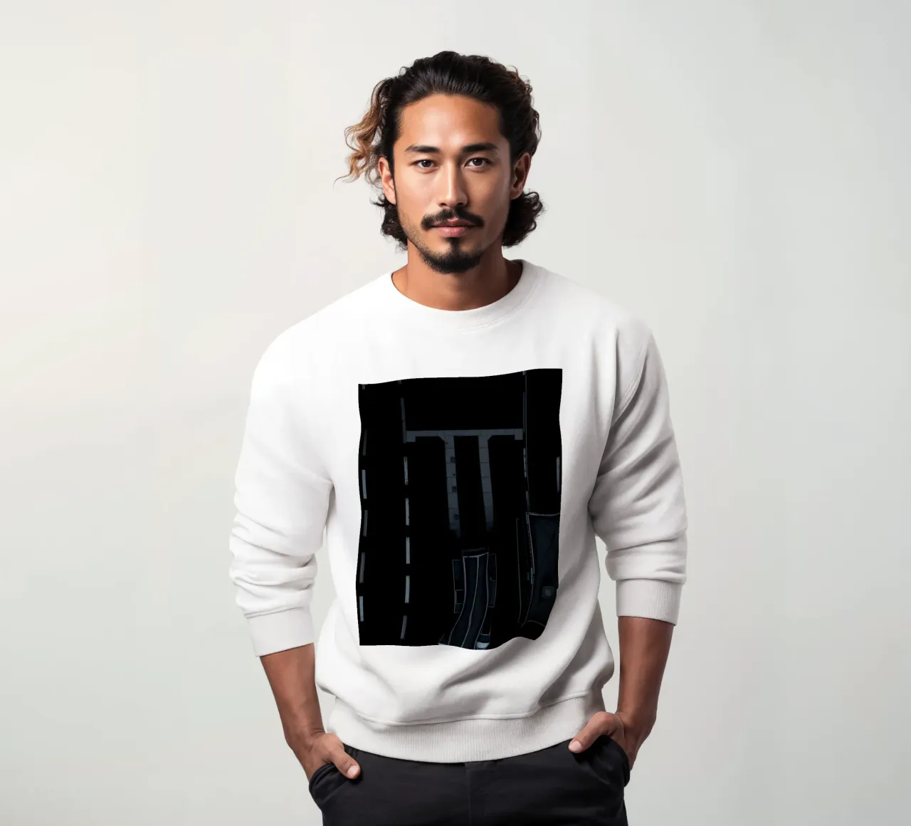 Exploration d'une zone urbaine sombre avec une route et un bâtiment abstraits sweat de DesignDoodle