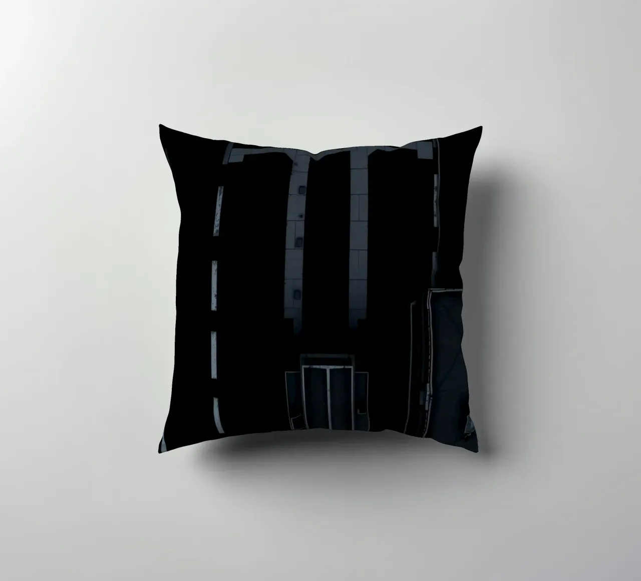 Exploring dark urban with abstract road and building decorative cushion by DesignDoodle