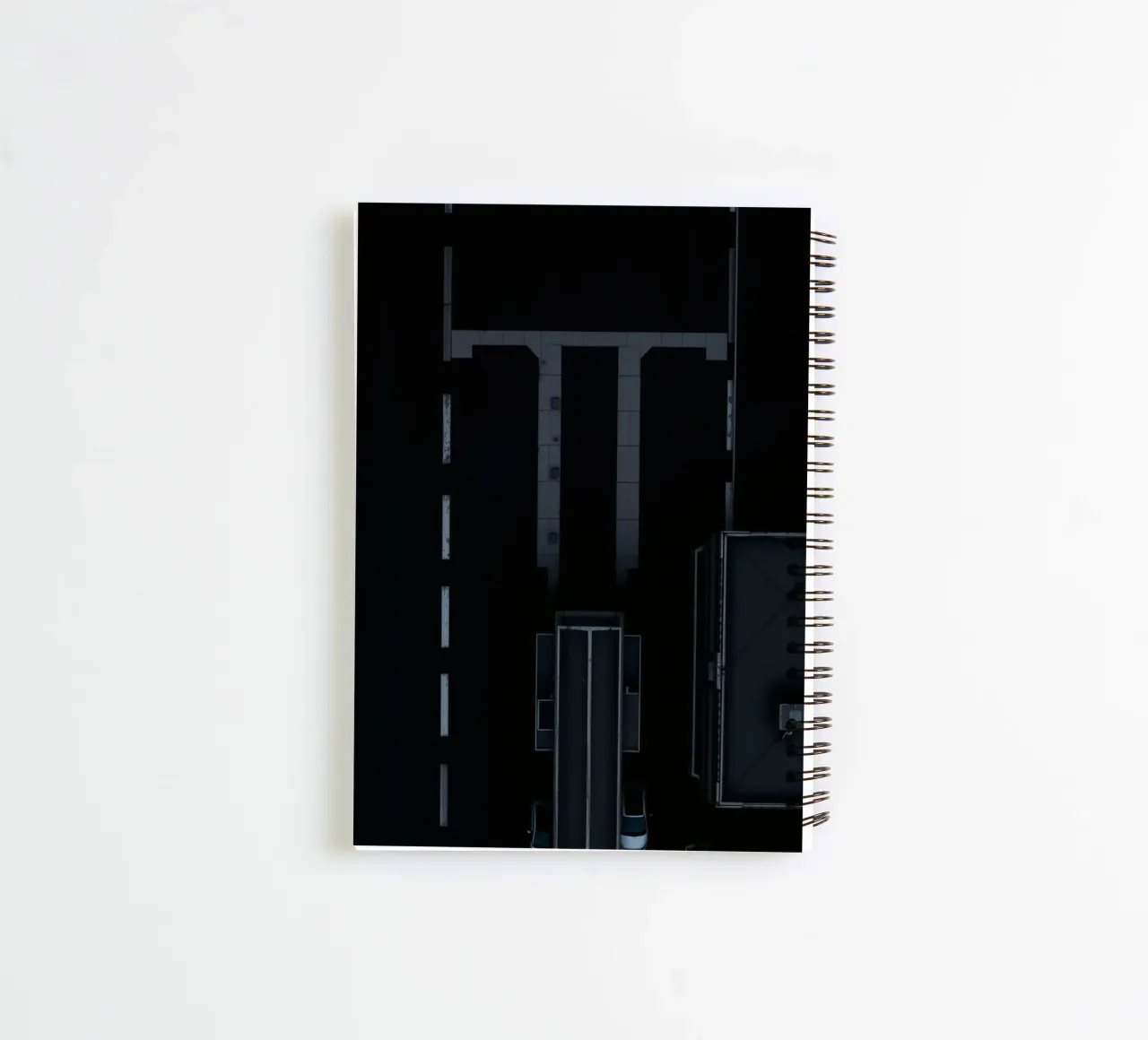 Exploring dark urban with abstract road and building spiral notebook by DesignDoodle