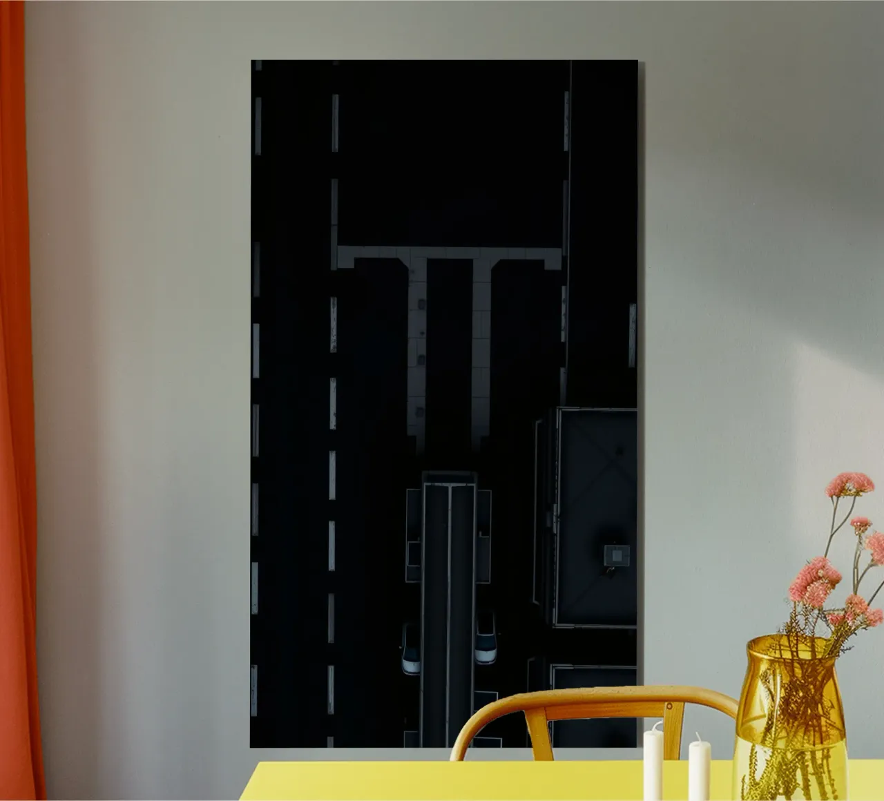 Exploring dark urban with abstract road and building alu-dibond by DesignDoodle
